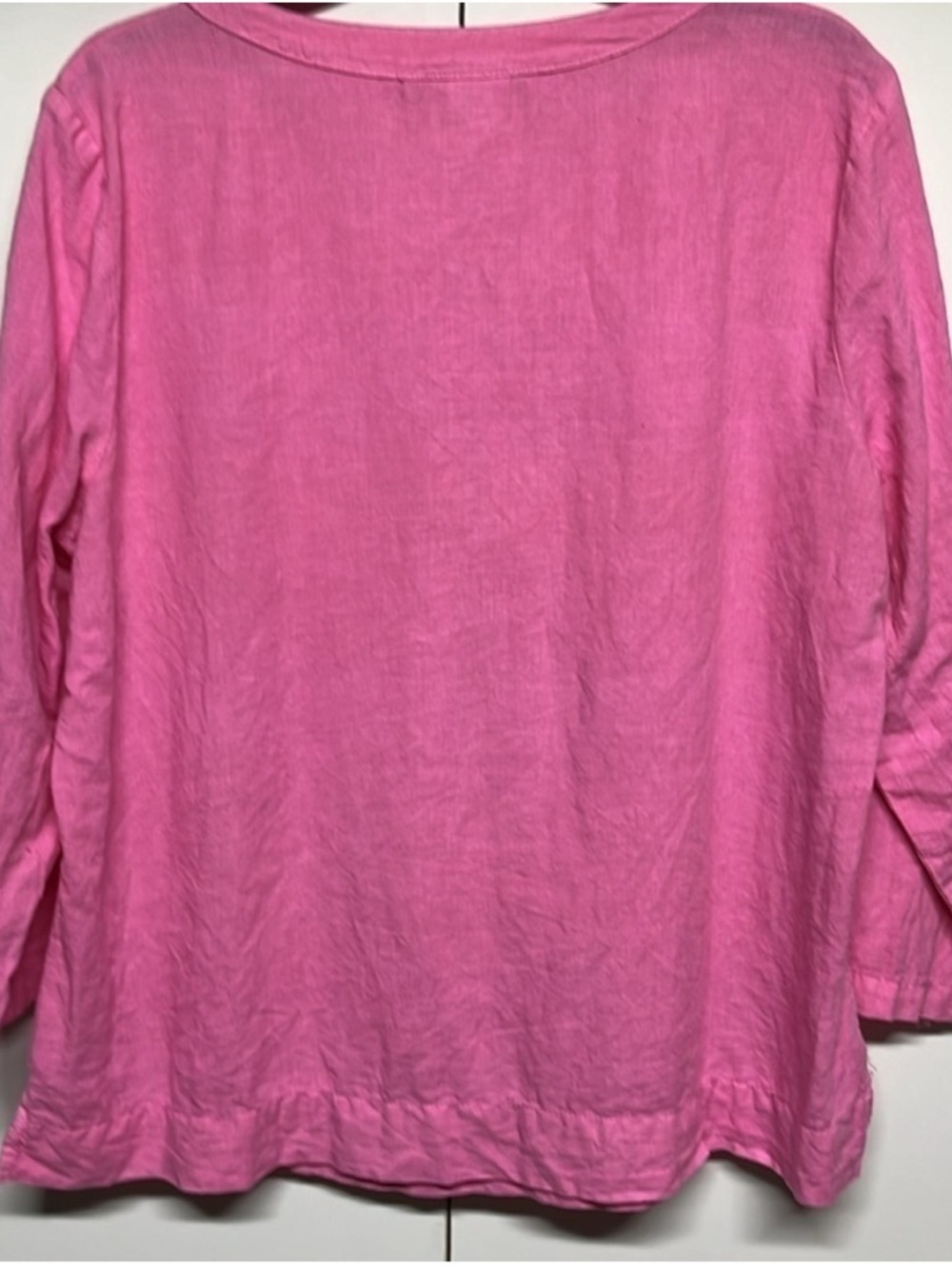 BUNDLE 3PC Vacation Bundle Pink Linen Top Croft & Barrow Capri Jeans Necklace - Picture 4 of 12